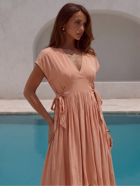 Saffron Lane Dresses & Skirts - Saffron Lane The Rumi Robe Dress Peach S/M Boho Naternity